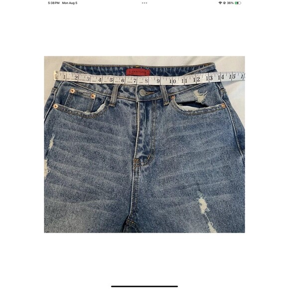 Signature 8 Women’s Distressed Straight Leg Raw Hem Blue Jeans Size S - Picture 8 of 10